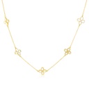 9Y FINE CABLE NECKLACE WITH FOUR M.O.P. PETAL FLOWERS