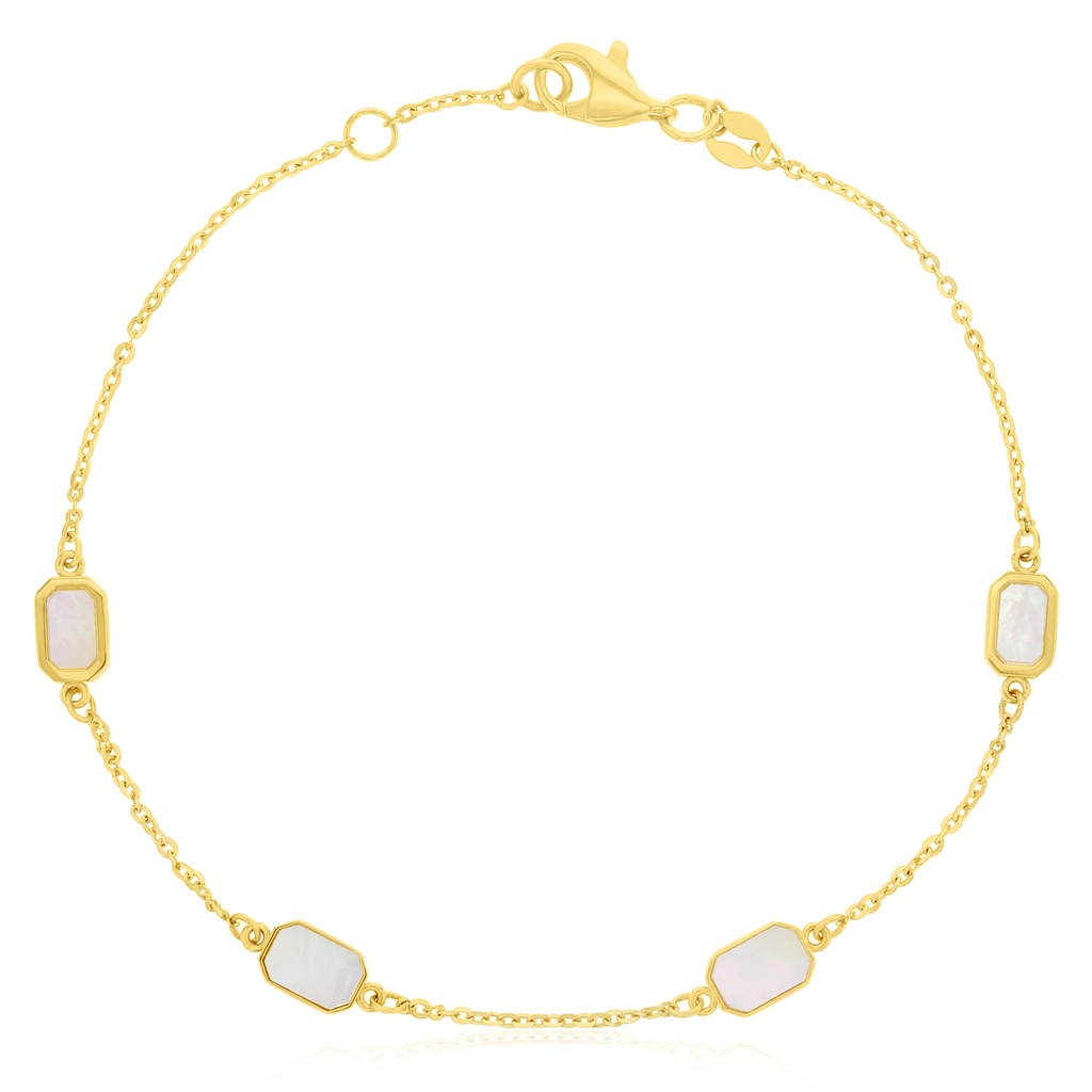 9Y FINE CABLE NECKLACE WITH FOUR M.O.P. ELONGATED OCTAGONAL SHAPES
