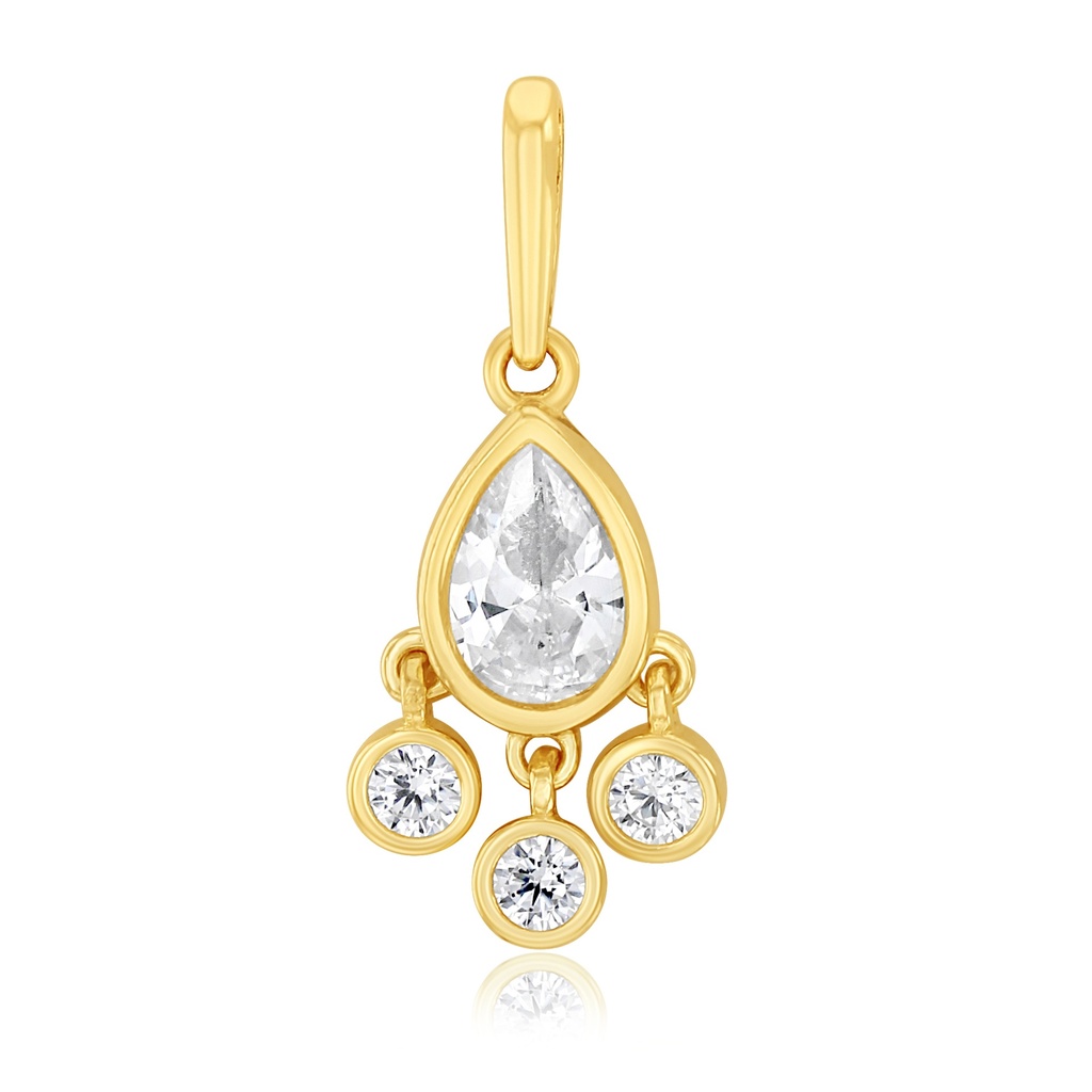 9Y GOLD DROP PENDANT WITH CZ'S