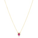 9Y HALO SYNTHETIC RUBY PENDANT NECKLACE
