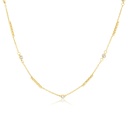 9Y STATION NECKLACE WITH CZ'S AND TWISTED BAR SEGMENTS