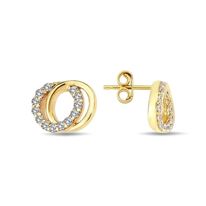 9Y CZ SET/POLISHED CIRCLE STUD