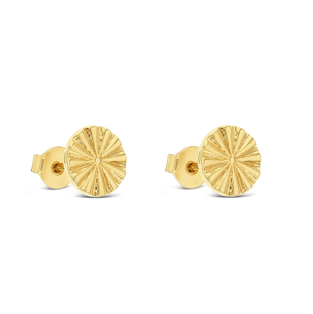 ## 9Y RIPPLED SUN STUD EARRINGS