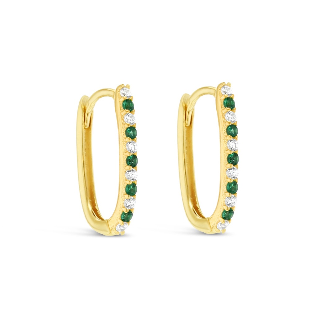 ## 9Y CZ + GRN PAPERCLIP HUGGIE