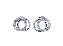 9W CZ SET/POLISHED CIRCLE STUD