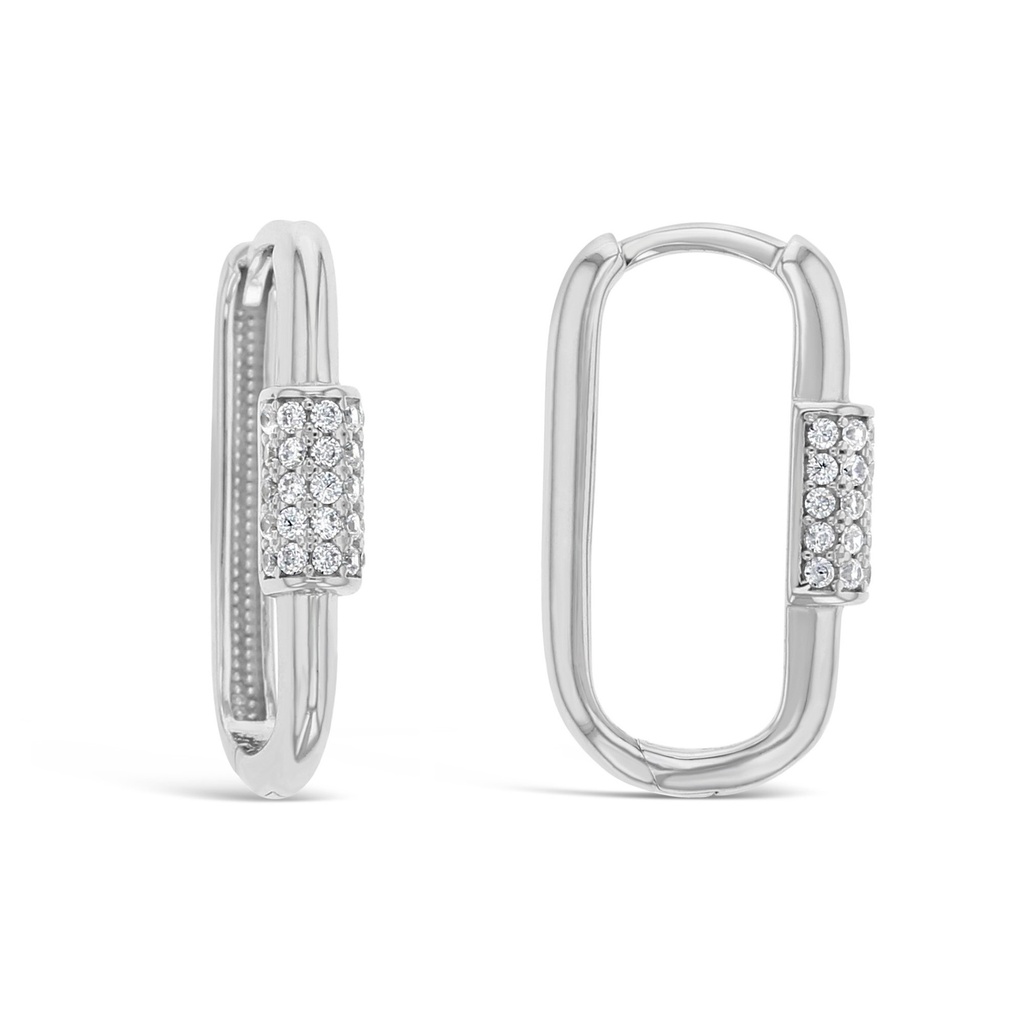 9W FANCY CZ PAPERCLIP HUGGIE