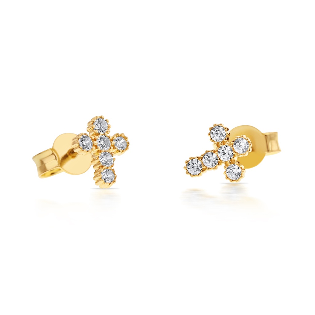 ## 9Y CZ SET MINI CROSS STUD