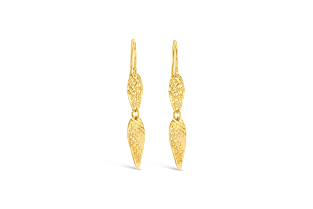 9Y DIAMOND CUT & FILIGREE DROP EAR