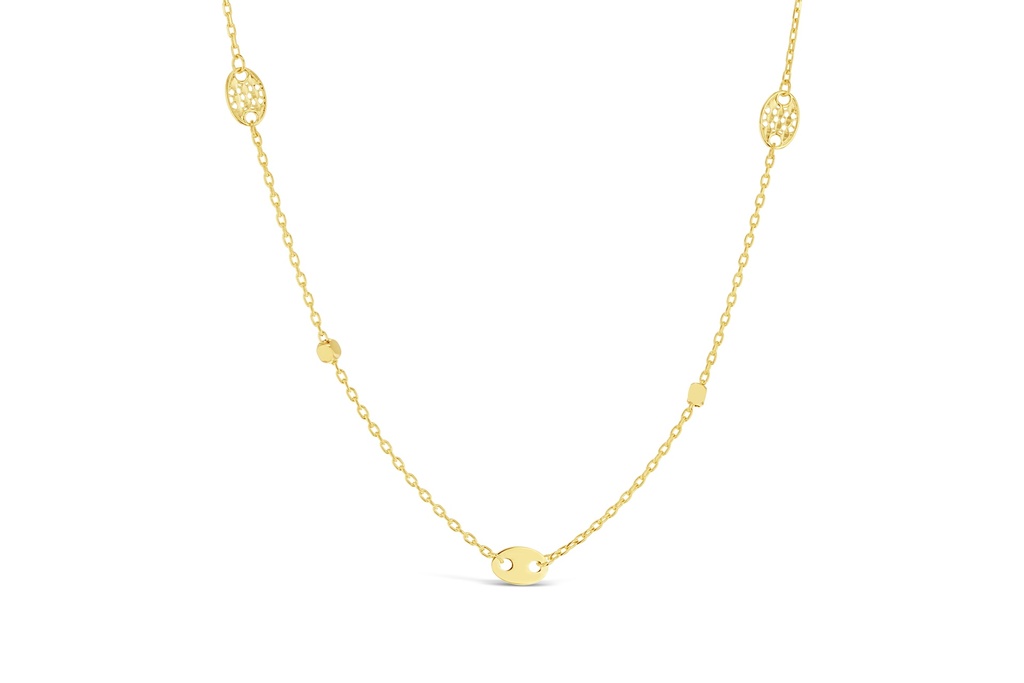 ## 9Y FANCY BALL & OVAL LINK NECKLACE