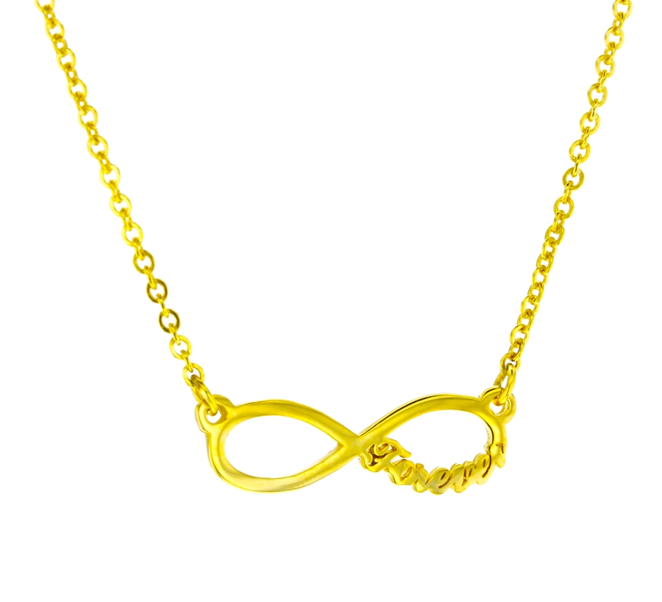 INFINITY FOREVER ON FINE HAMMERED CABLE CHAIN