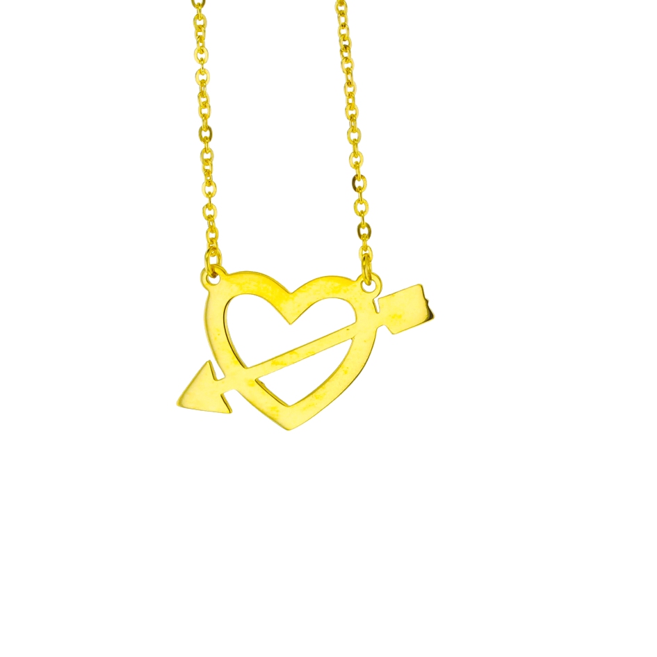 HEART AND ARROW ON FINE HAMMERED CABLE CHAIN