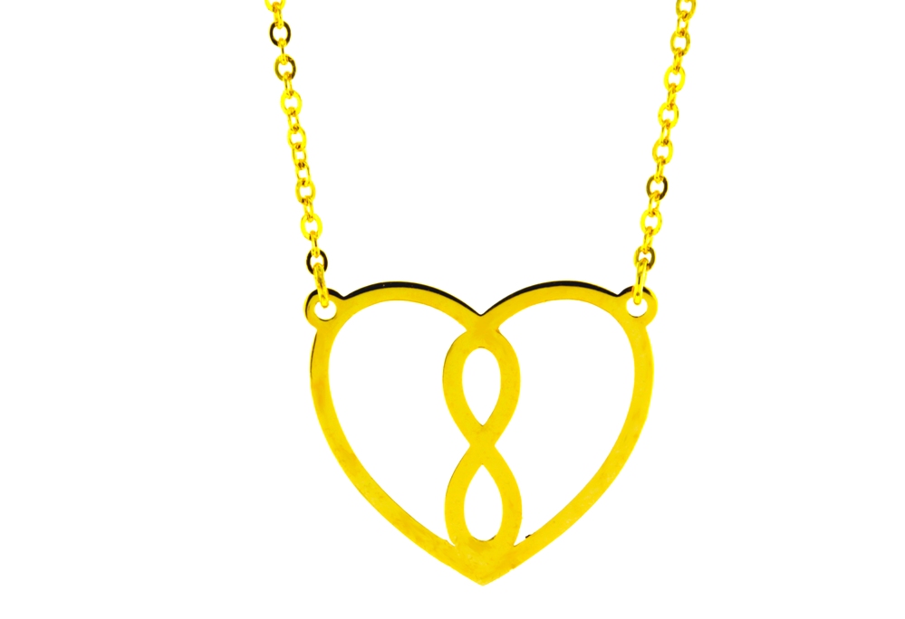 HEART INFINITY ON FINE HAMMERED CABLE CHAIN