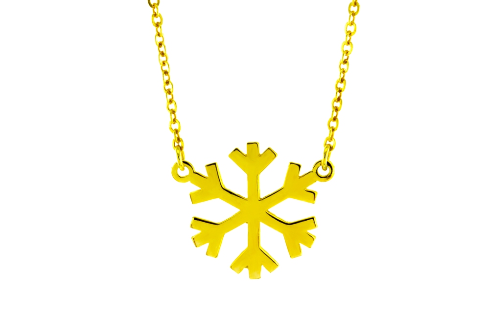SNOWFLAKE PENDANT ON FINE HAMMERED CABLE CHAIN