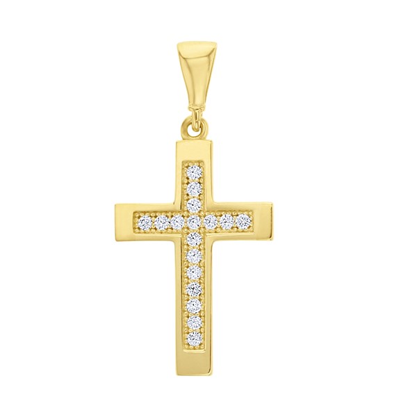 9Y CROSS CZ INNER PENDANT