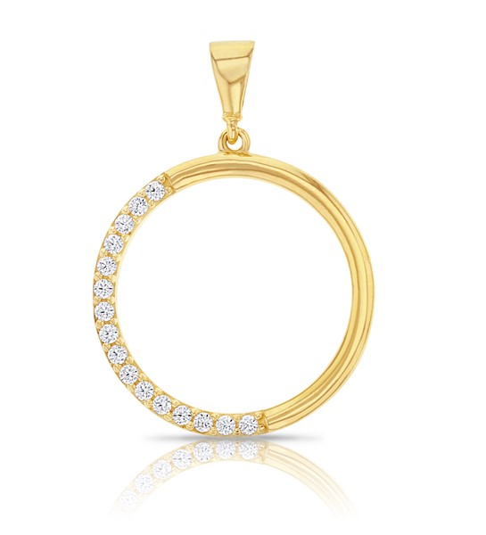 9Y HALF CZ CIRCLE PENDANT