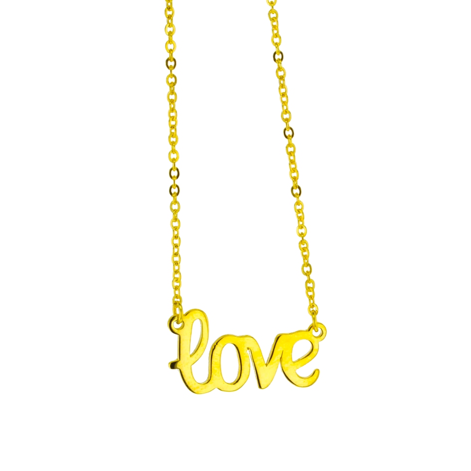 LOVE ON FINE HAMMERED CABLE CHAIN