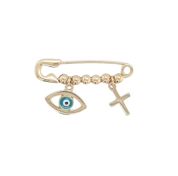 9Y SAFETY PIN W/ EYE & CROSS