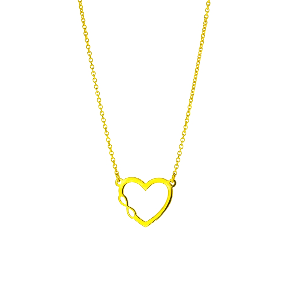 HEART WITH SIDE INIFINITY ON FINE HAMMERED CABLE CHAIN
