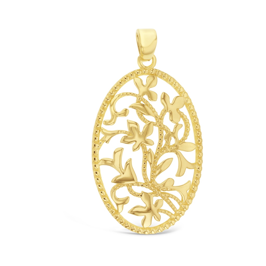 9Y OVAL FLOWER FILIGREE PENDAN