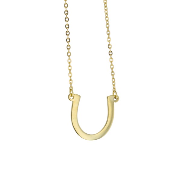 HORSESHOE ON FINE HAMMERED CABLE CHAIN