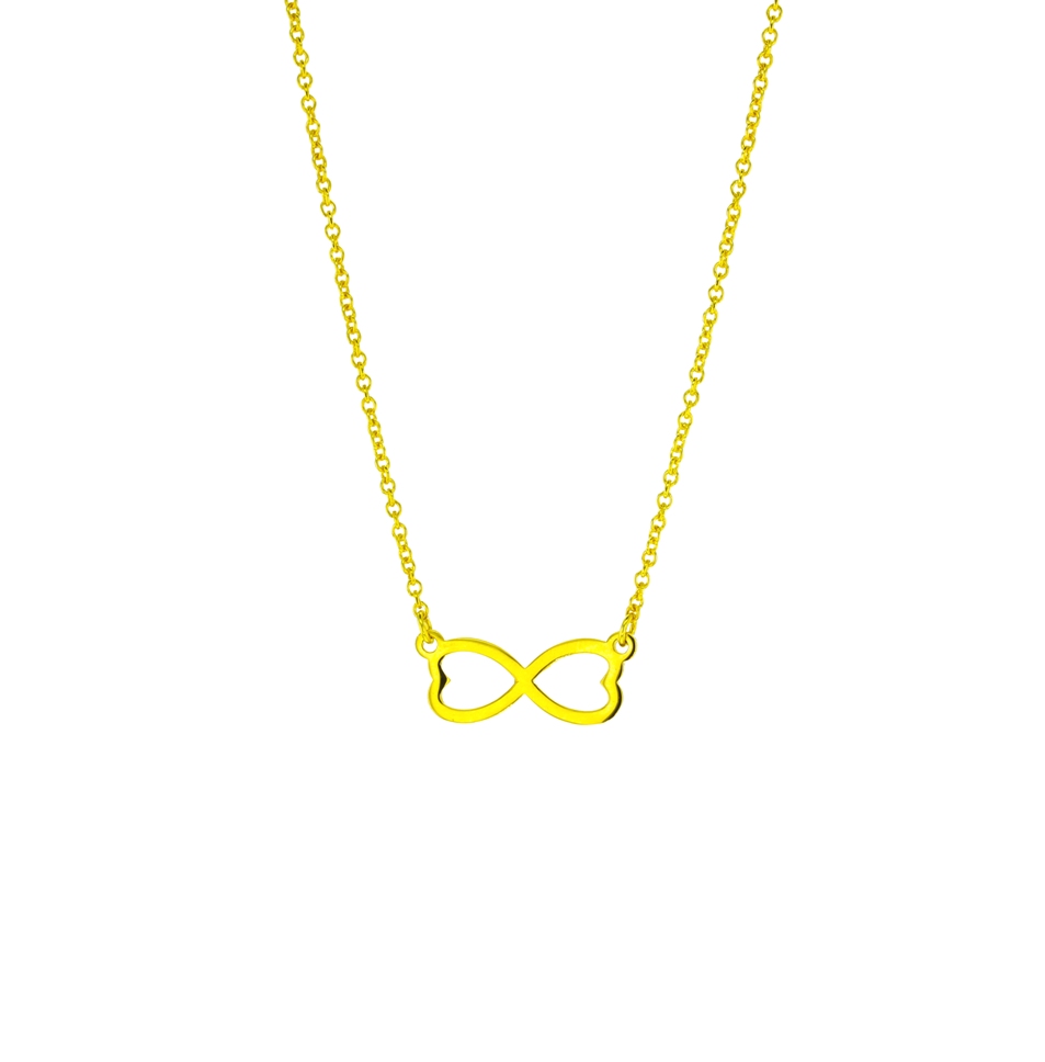DOUBLE HEART INIFINITY ON FINE HAMMERED CABLE CHAIN