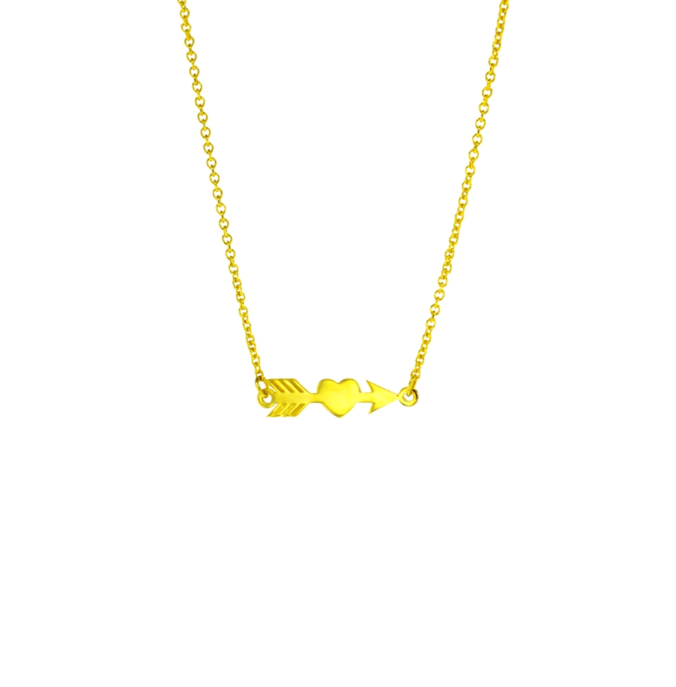 HEART/ARROW ON FINE HAMMERED CABLE CHAIN