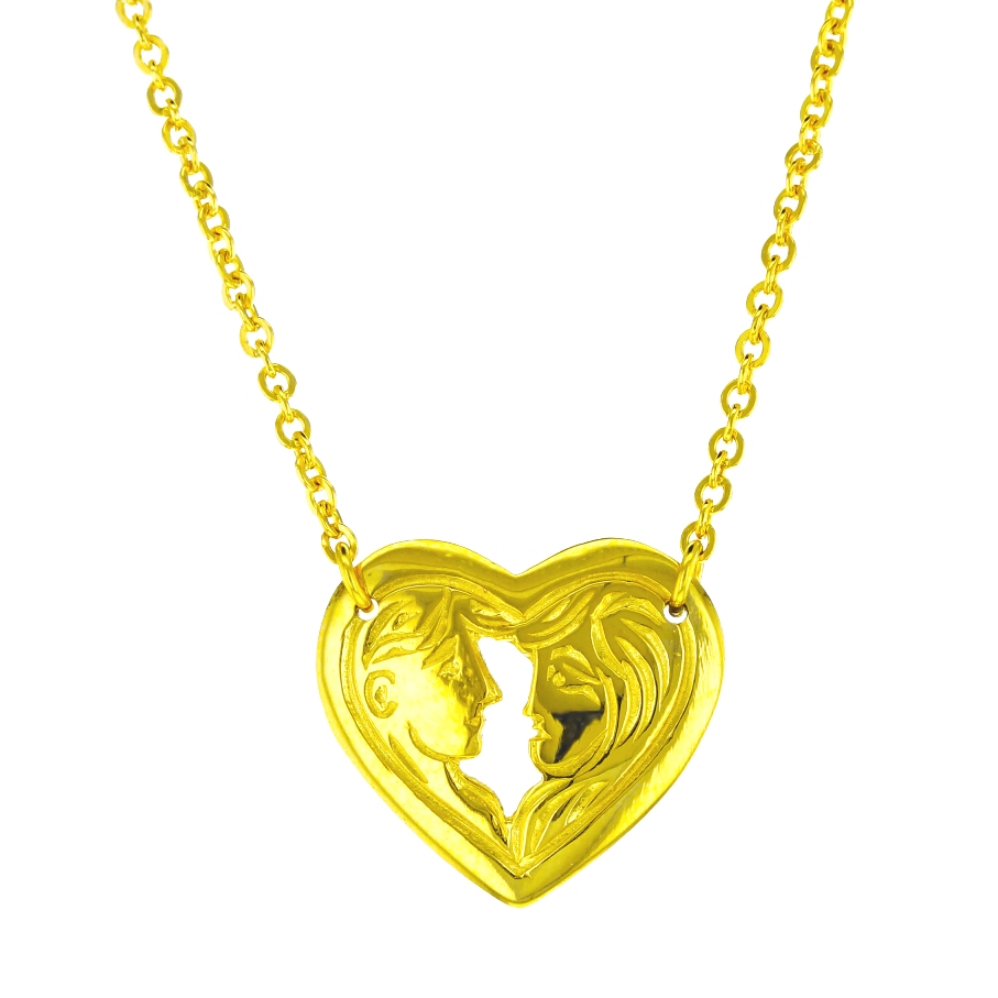 SML BOY/GIRL PENDANT ON FINE HAMMERED CABLE CHAIN