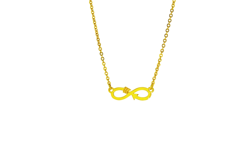 INFINITY ARROW ON FINE HAMMERED CABLE CHAIN