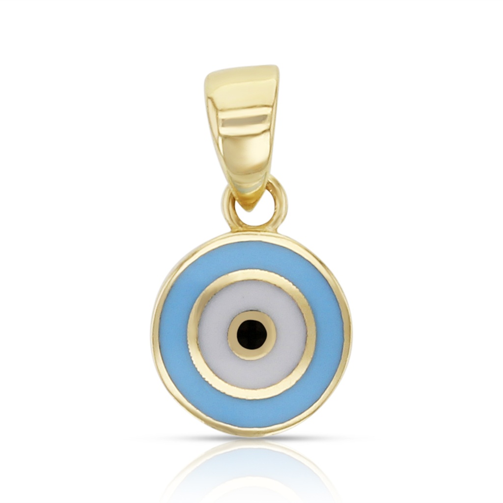 9Y ROUND EVIL EYE WITH LIGHT BLUE ENAMEL