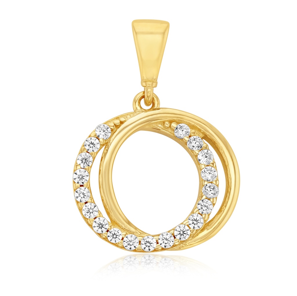 9Y CZ/POLISHED DBL CIRCLE PEND