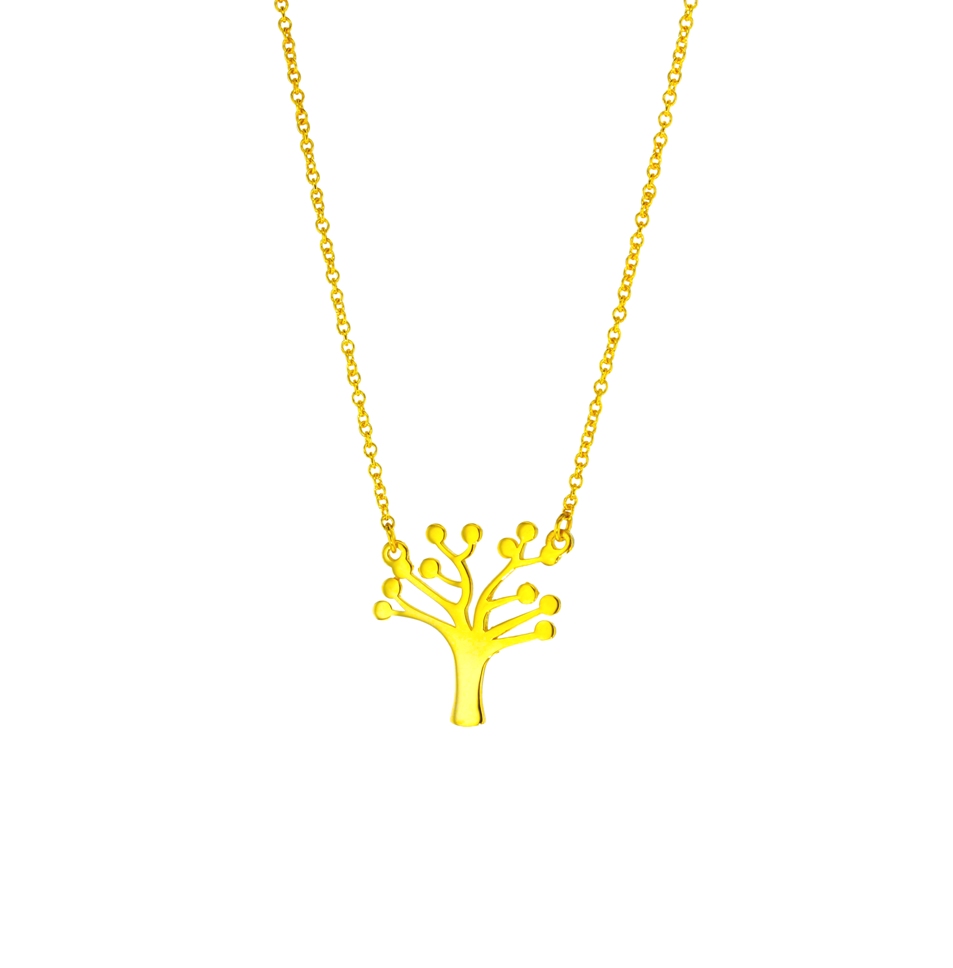 TREE ON FINE HAMMERED CABLE CHAIN