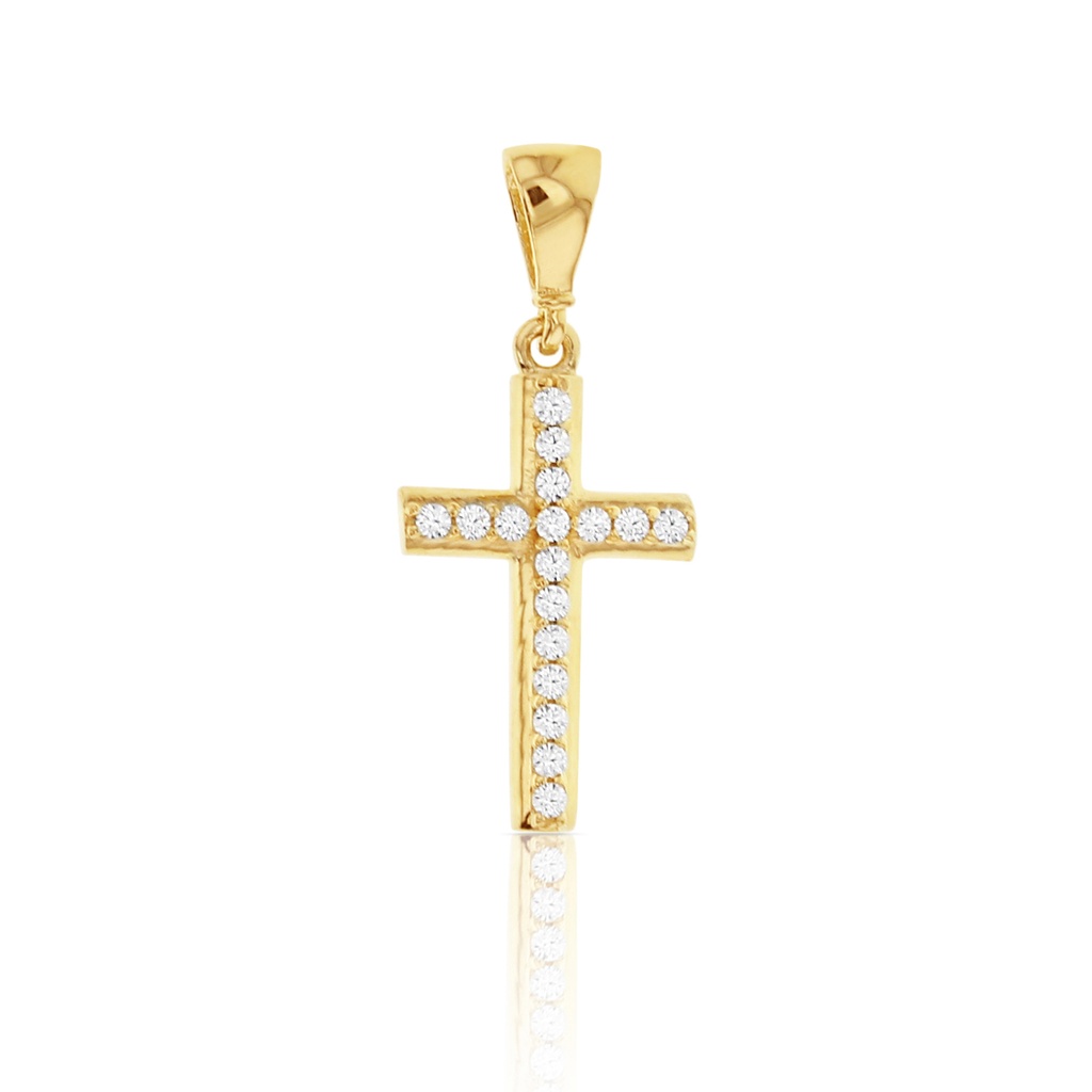 9Y DOMED CZ SET CROSS