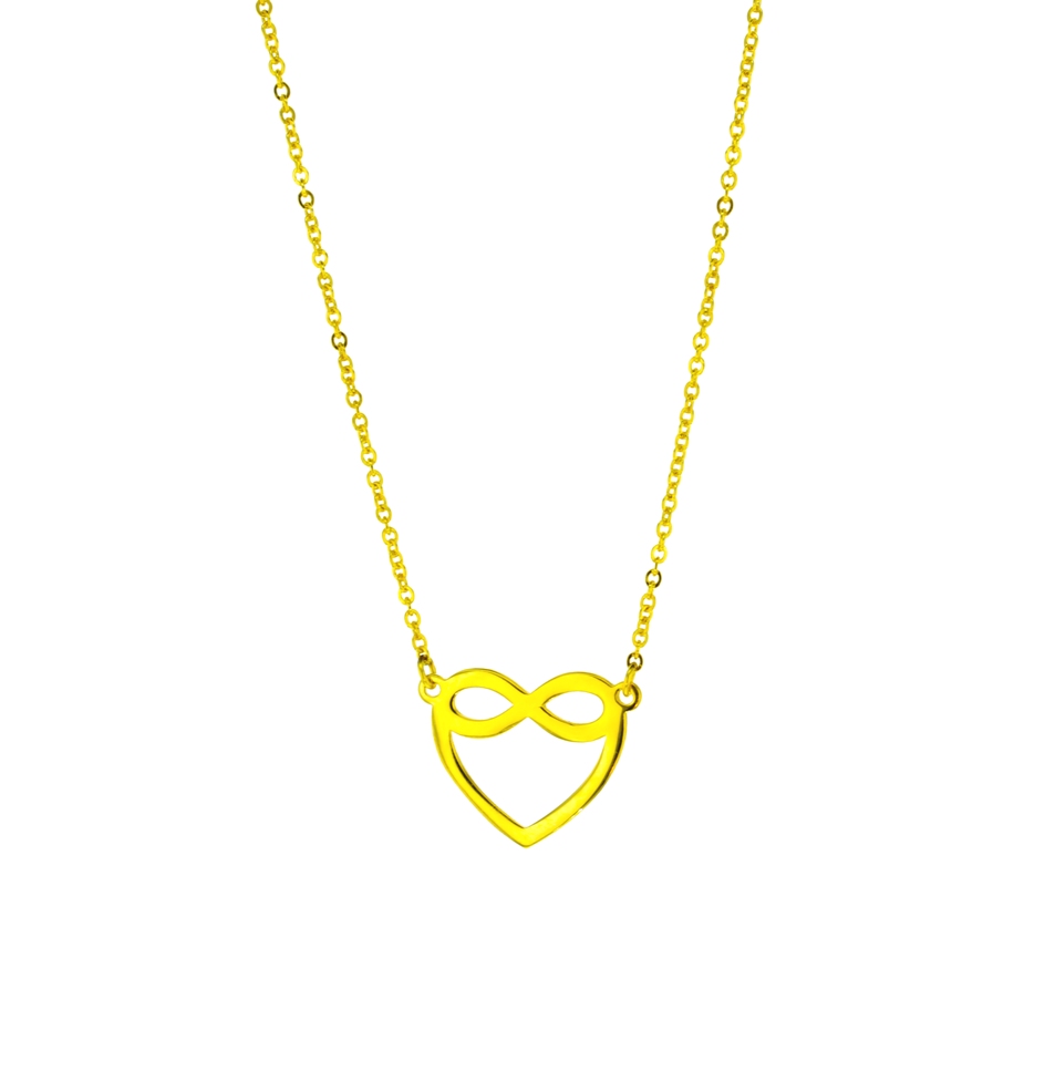 INFINITY IN HEART ON FINE HAMMERED CABLE CHAIN