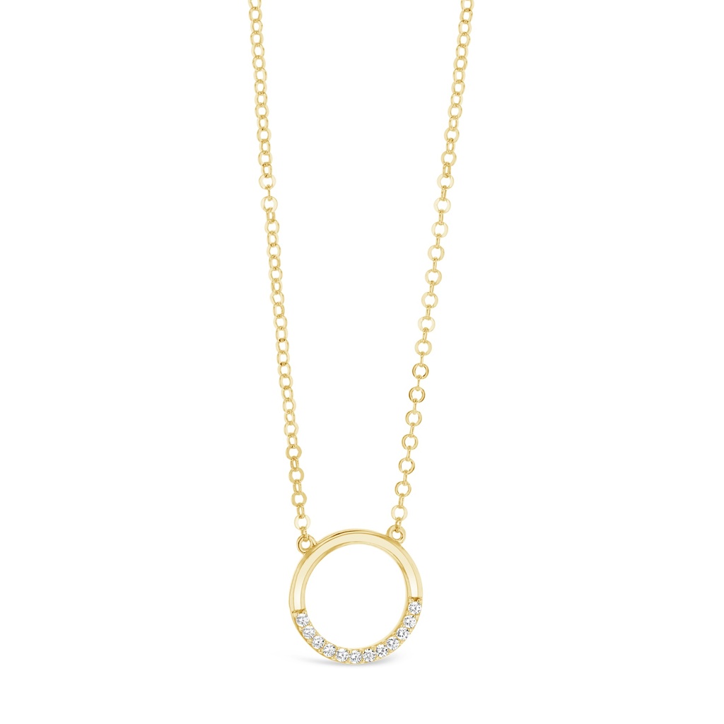 OPEN CIRCLE WITH CZ ON FINE HAMMERED CABLE CHAIN