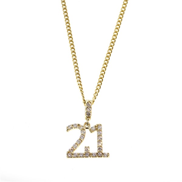 9Y CZ SET '21' PENDANT