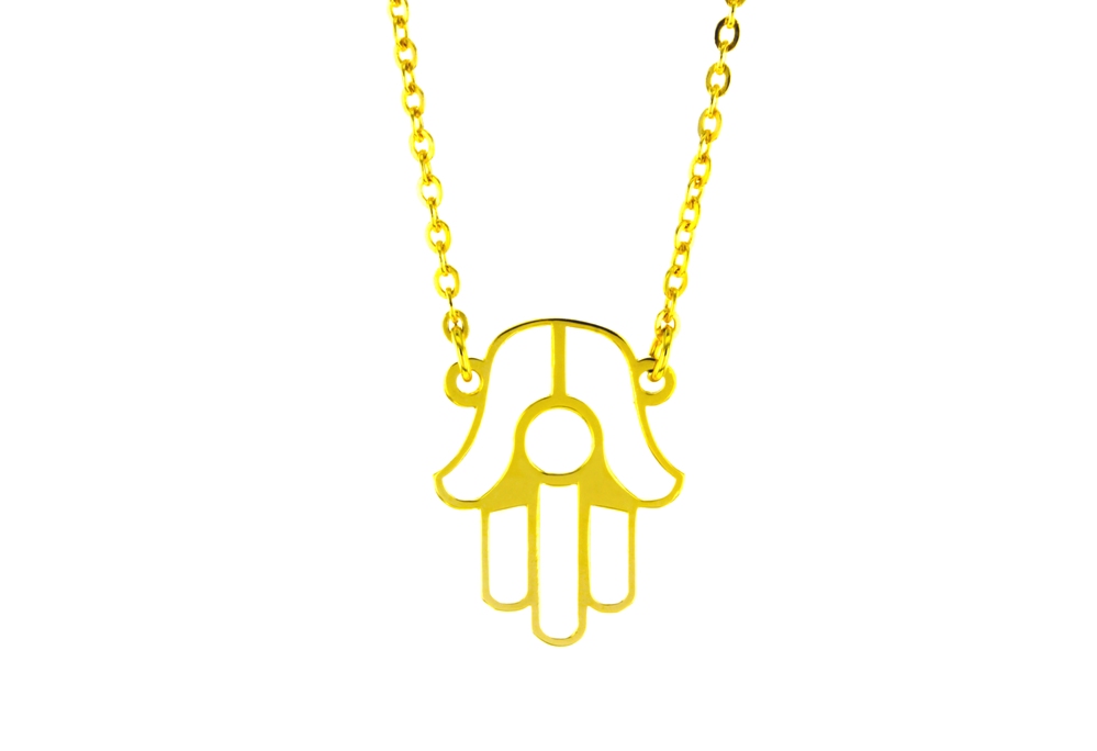 HAND PENDANT ON FINE HAMMERED CABLE CHAIN