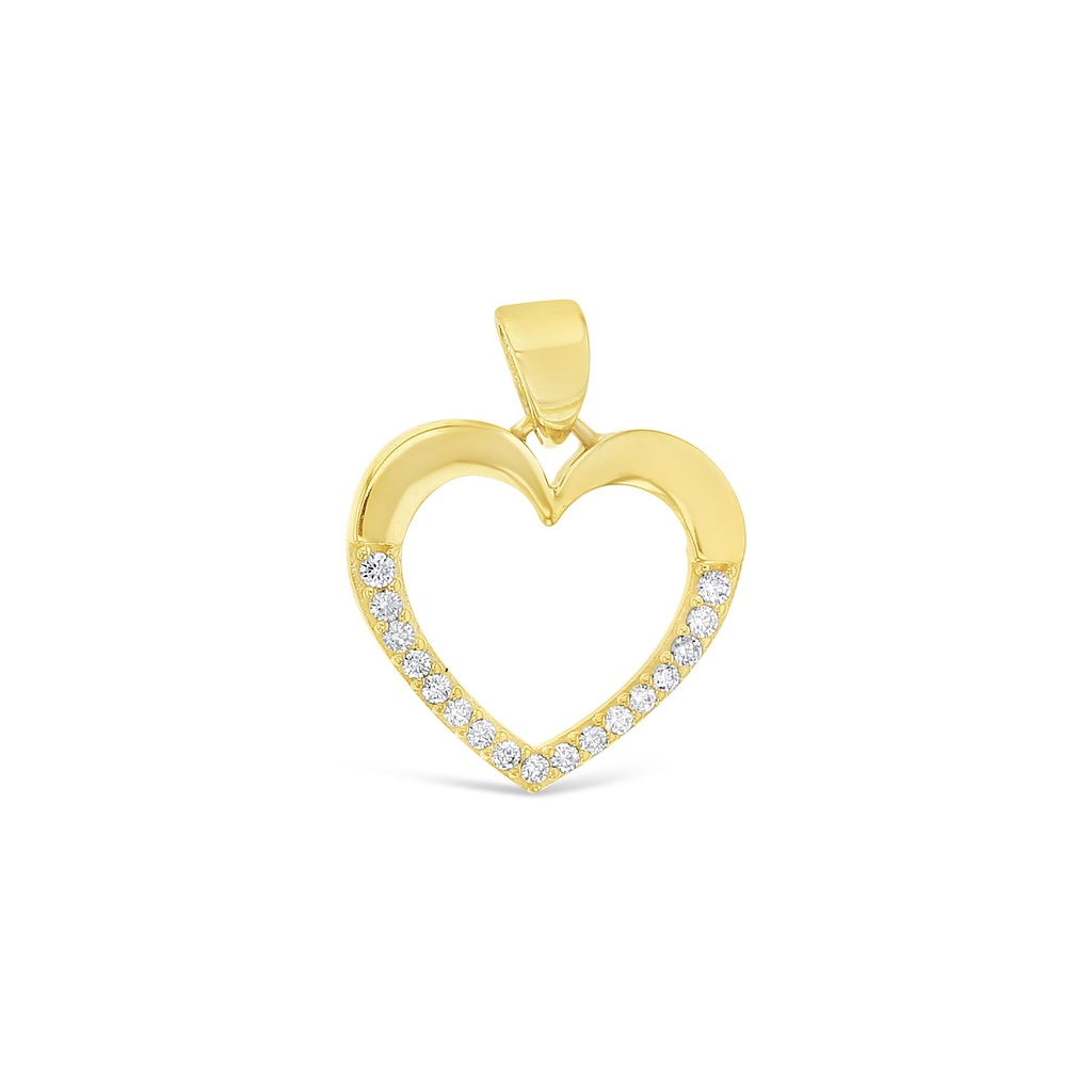 9Y HALF CZ HEART PENDANT