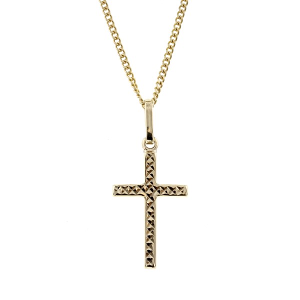 9Y DIAMOND CUT RELIGIOUS CROSS PENDANT