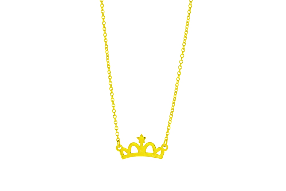 CROWN ON FINE HAMMERED CABLE CHAIN