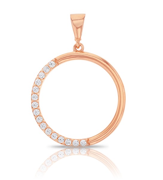 9P HALF CZ CIRCLE PENDANT