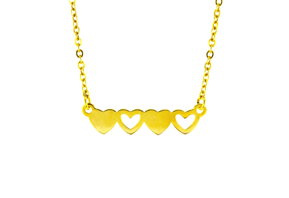 4 HEART PENDANT ON FINE HAMMERED CABLE CHAIN