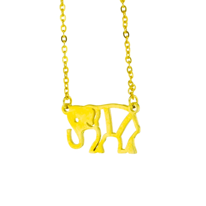 ELEPHANT ON FINE HAMMERED CABLE CHAIN