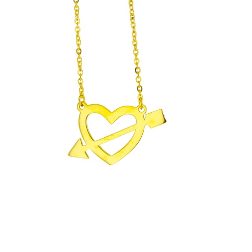 HEART AND ARROW ON FINE HAMMERED CABLE CHAIN