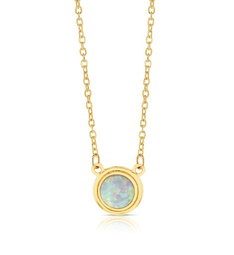 PRESSED OPAL ON FINE HAMMERED CABLE CHAIN
