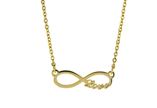 INIFINITY WITH LOVE ON FINE HAMMERED CABLE CHAIN