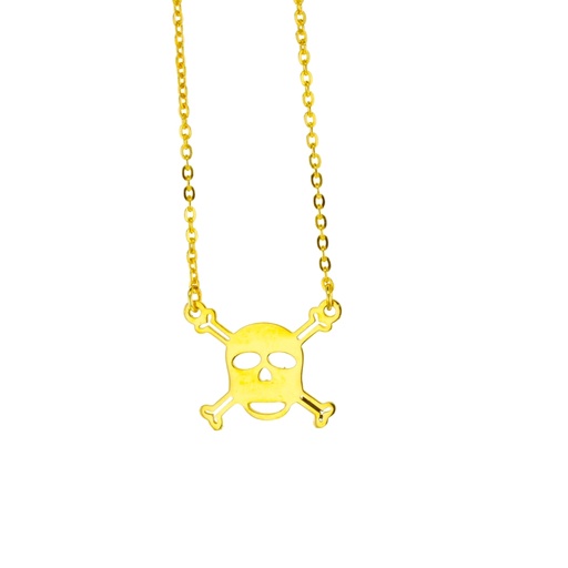 SMALL SKULL AND CROSSBONES ON FINE HAMMERED CABLE CHAIN