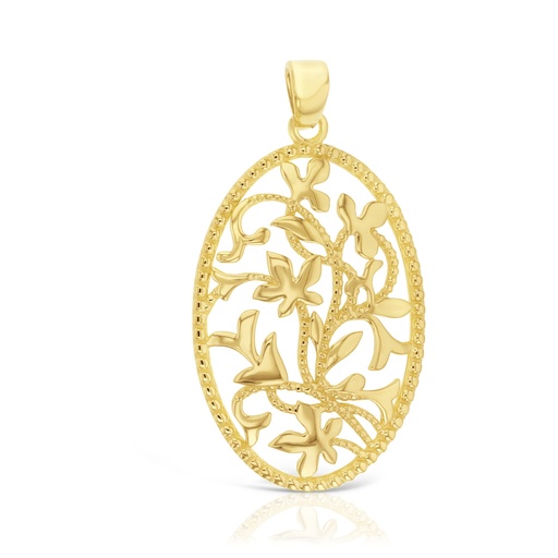 [PD84] ## 9Y OVAL FLOWER FILIGREE PENDAN