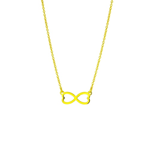 DOUBLE HEART INIFINITY ON FINE HAMMERED CABLE CHAIN