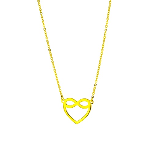 INFINITY IN HEART ON FINE HAMMERED CABLE CHAIN