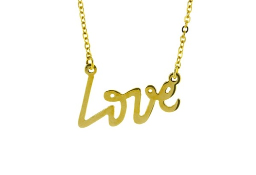 PLAIN LOVE ON FINE HAMMERED CABLE CHAIN
